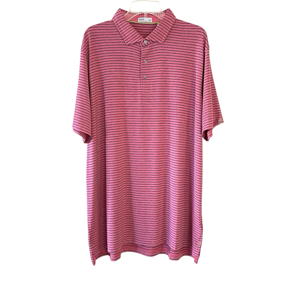 TASC Cloud Performance Brookline Mens XXL Red Stripe Polo NWT Short Sleeve Shirt